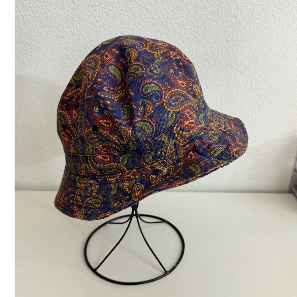 Urban Outfitters Paisley Bucket Hat Blue Multi Cotton Quilted Lining Retro